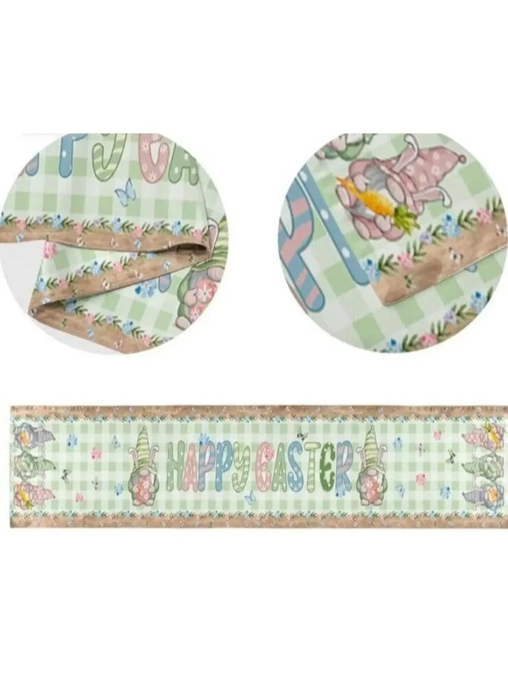Happy Easter Bed Runner Decorative Spring Bunny Flowers Pastel Colors Brand New